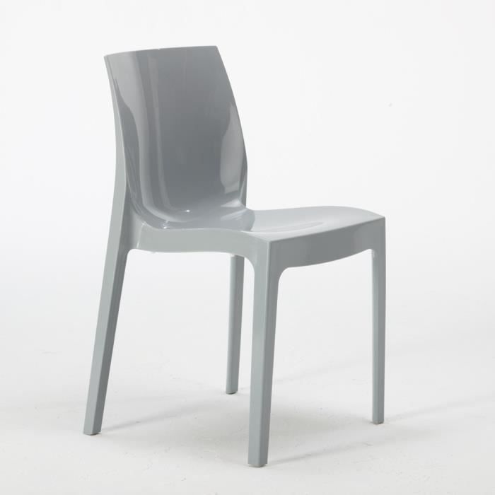chaise salle à manger bar ice grand soleil en polypropylène empilable, couleur: gris