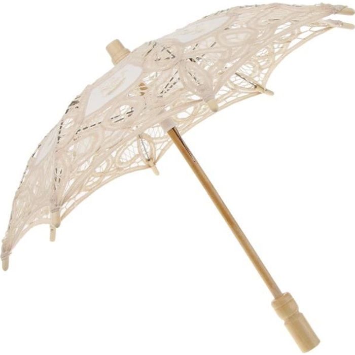 femme ombrelle fait à la main en dentelle parasol floral poignée en bambou décoratif accessoires pour danse mariage beige