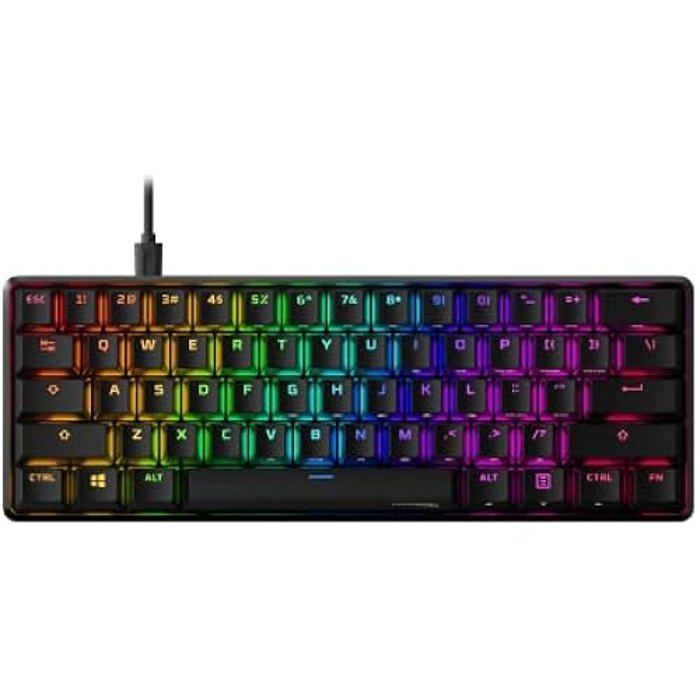 HyperX Alloy Origins 60 – Clavier de jeu mécanique – Format ultra-compact 60% – Interrupteur HyperX Aqua (Tactile) – Touches Double