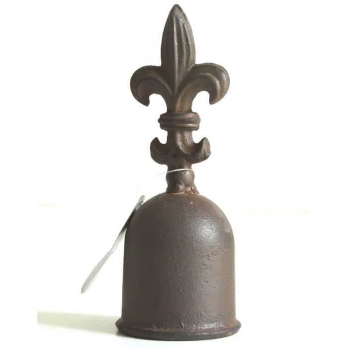 Clochette Décorative - LHERITIER DU TEMPS - Centre de Table - Motifs Fleur de Lys - Fonte Patinée Marron