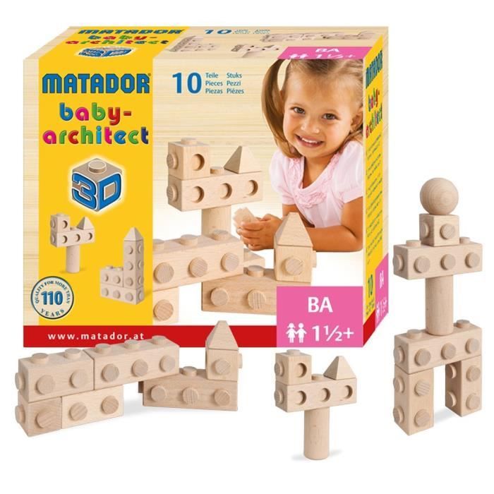 Matador Matador 41110 Baby architecte en bois Puzzle 10 pièces 