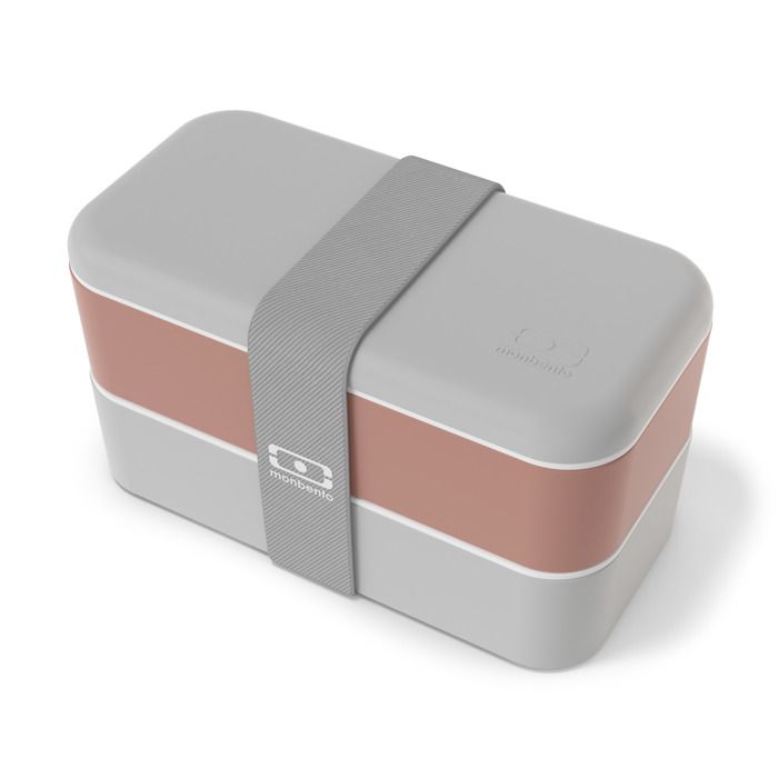 Monbento Bento Box MB Square Coton - Grande Lunch Box 2 Étages 1.7L Hermétique - Gris