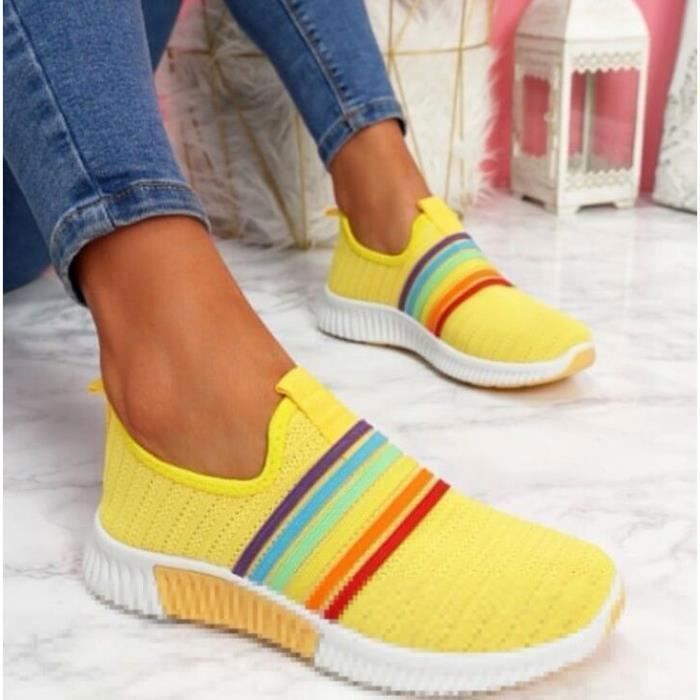basket jaune fluo femme
