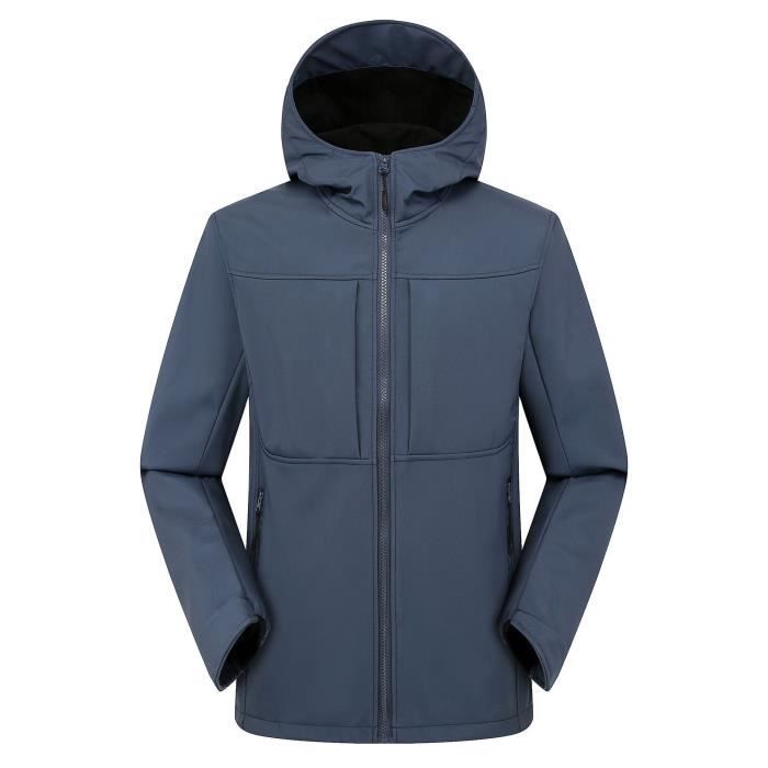 Veste Softshell Homme Imperméable Chaude à Capuche – Coupe Vent, Pour Randonnée Hiver