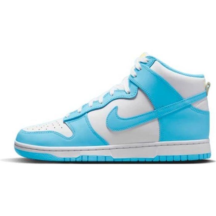 NIKE - Dunk Hi Retro - Basket Haute Rétro Blanc/Bleu Ciel