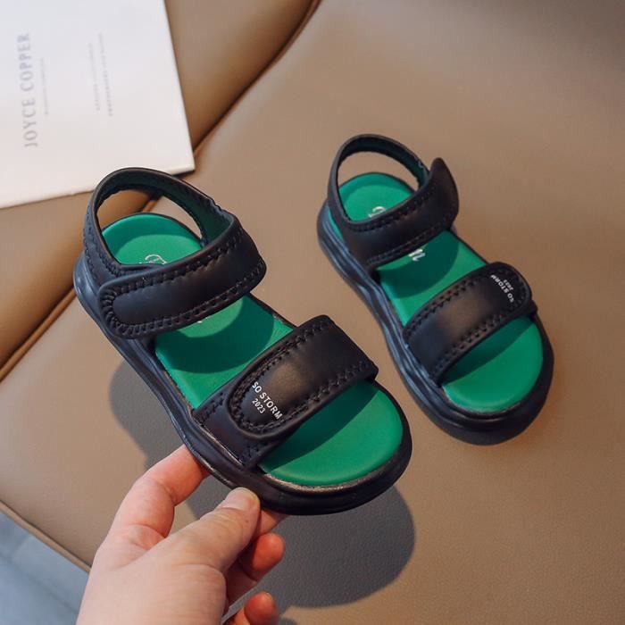 Sandales Fille Noir Confortables - Pour 1 à 10 Ans, Semelle Souple, Idéales Quotidien Et Plein Air - 3