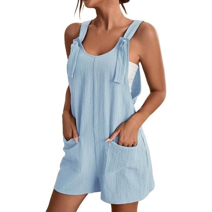 Acheter Combinaison décontractée pour femmes, bretelles Spaghetti, sans manches, jambes larges