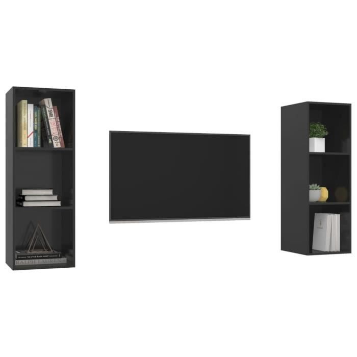 Meuble TV Mural Flottant 135x30x16 Cm Blanc - 3 Niches Ouvertes, Support Jusqu'à 30 Kg, Design Moderne - 5