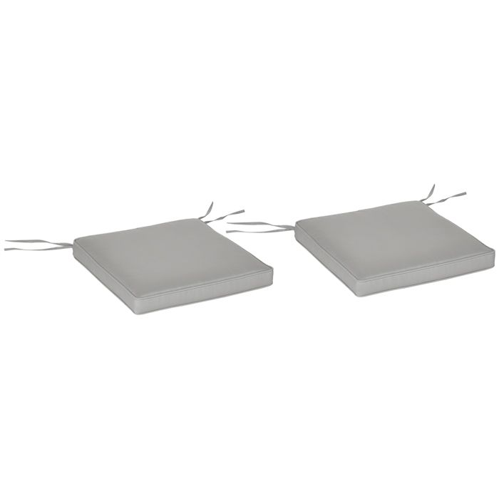Coussins de chaise - Outsunny - lot de 2 fauteuil jardin assise déhoussable rembourrage 5 cm - polyester - 45x45cm - gris clair Coussins de chaise - Outsunny - lot de 2 fauteuil jardin assise déhoussable rembourrage 5 cm - polyester - 45x45cm - gris clair