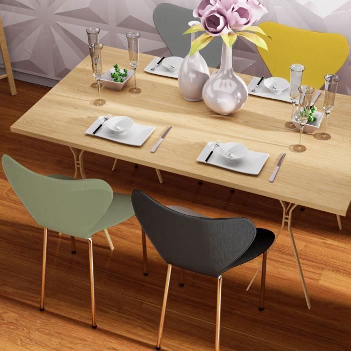 Lot de 4 Chaises de Salle à Manger en Plastique Polypropylène Chaises de Cuisine pour Salle à Manger salon Noir/Gris/Jaune/Vert