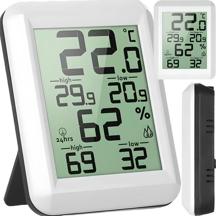 Retoo Thermomètre avec sonde extérieure thermomètre intérieur extérieur hygromètre écran LCD