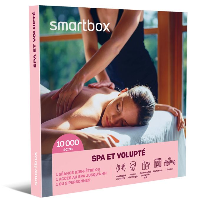 SMARTBOX - Coffret Cadeau - SPA ET VOLUPTÉ - 10000 soins : modelage, gommage, forfait corps et visage ou accès à l'espace détente