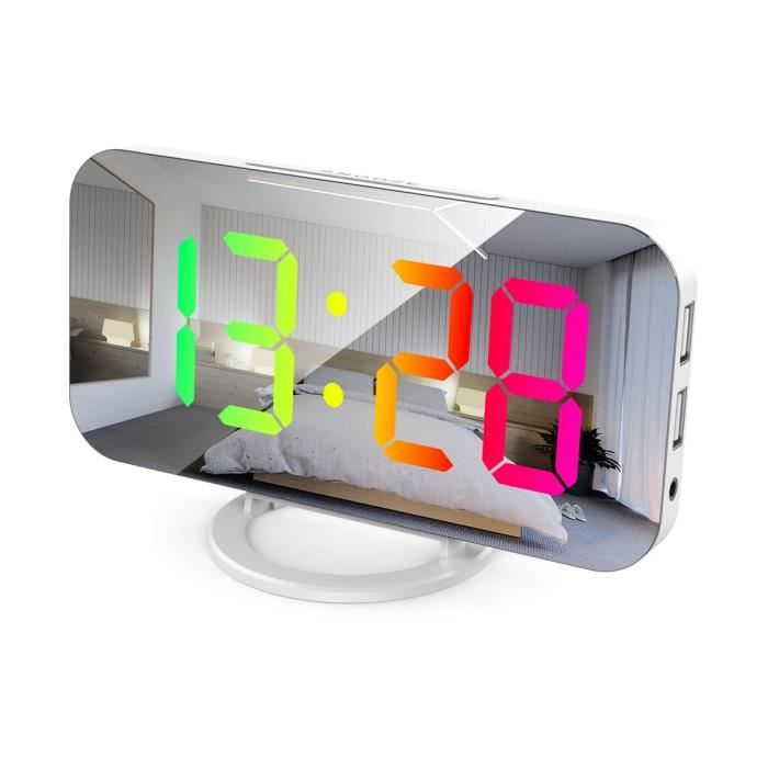 Réveil Numérique DollaTek Avec Radio FM, Ports USB, Minuterie Sommeil - Écran RVB, Design Moderne Pour Chambre