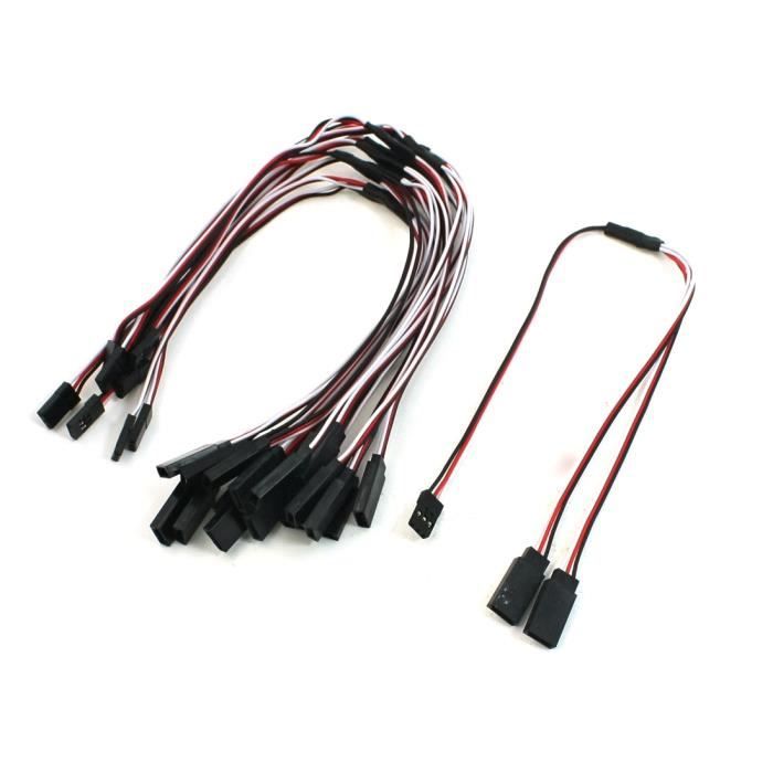 Boladge - Lot De 10 Câbles D'extension Servo 10cm - Connecteur 3 Broches Mâle/femelle - Compatible Futaba, JR, Drones Et Modèles RC