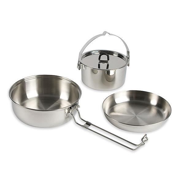Kit popote - TATONKA - Ensemble camping (large) - Acier inoxydable - Empilables - Gris