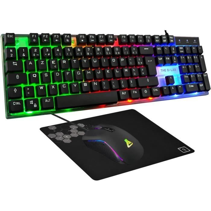 Combo Gaming 3 en 1- Clavier gaming et souris gaming rétroéclairé + Tapis de souris - THE G-LAB - CO