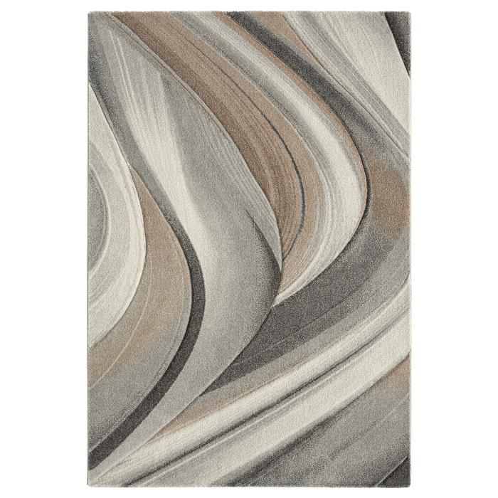 the carpet Monde Deluxe Hand Carved Tapis de salon à poils courts et doux facile d'entretien Motif vagues 80 x 150 cm