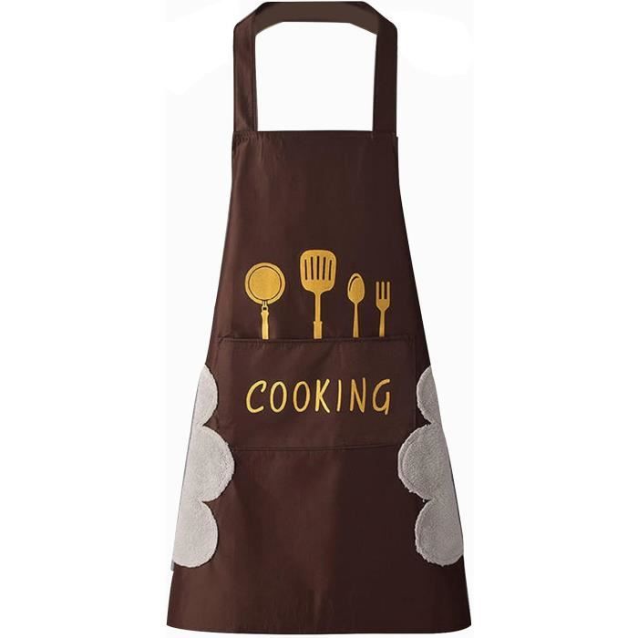 Tablier De Cuisine Imperméable ZONEKEY – PVC Professionnel Unisex – Avec Essuie-mains Intégré – 70x68 Cm