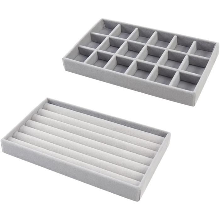 PIQIUQIU Lot De 4 Plateaux à Bijoux Empilables - Rangement De Bijoux - Tiroir Pour Ranger Et