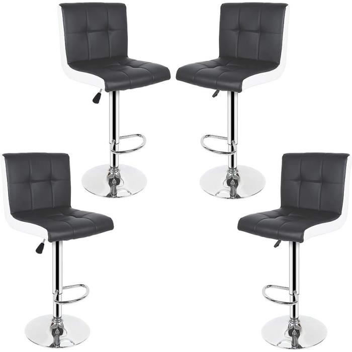 Tabouret De Bar Pivotant Avec Dossier Et 4 Pieds