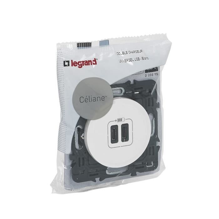 Prise Murale 16A Avec 2 Ports USB - Blanc/Gris - Zenitech Bolea - Charge Rapide Et Design Moderne - 8