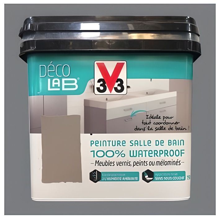 V33 Deco LAB Peinture Salle de bain 100% Waterproof Roche 0,75 L