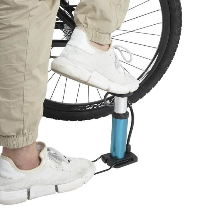 VGEBY Pompe à vélo Pompe à pied de vélo Mini pompe à air de pneu de gonfleur de sol haute pression portable (bleu) sport kit Bleu