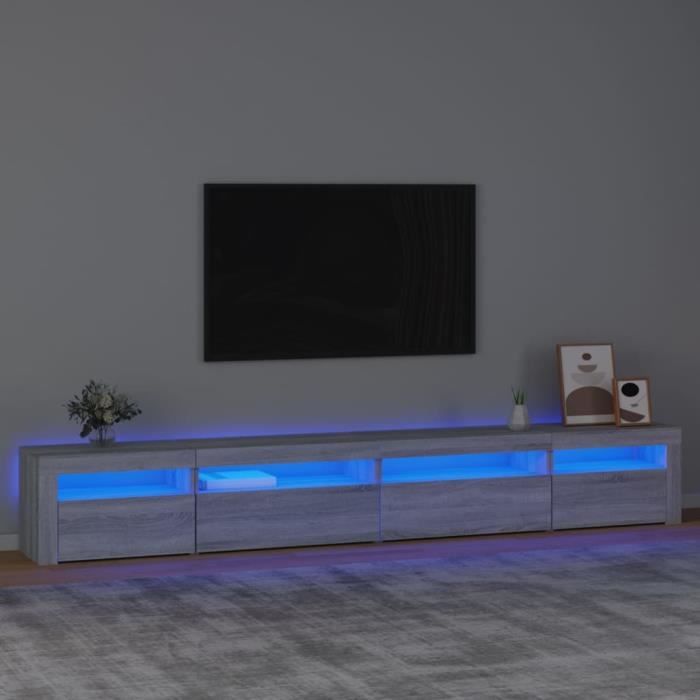 "sale 2024" meuble tv avec lumières led jms - banc tv sonoma gris 270x35x40 cm 52,6,kg 5083