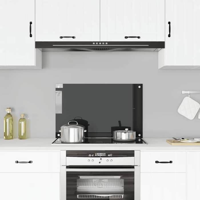 vidaXL Dosseret de Cuisine Carrelage Mural Décoration Protection Anti-éclaboussures Résistant aux Rayures Noir 80x50 cm 249485