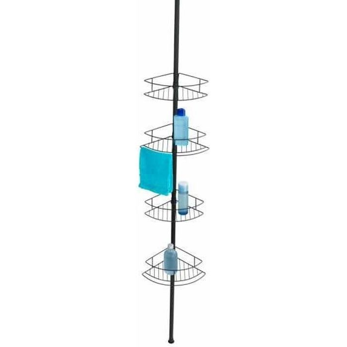 Etagère de salle de bain téléscopique solution sans perçage Dolcedo Acier Noir
