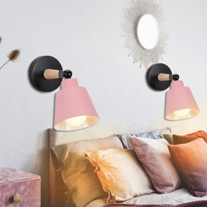 UNI Lampe Murale Design Contemporain E27 Applique Luminaire Intérieur pour Chambre Entrée Salon Rose 2PCS