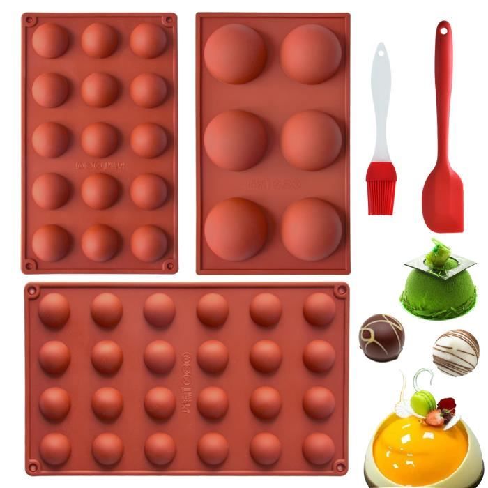 3 Moules En Silicone Demi-Sphère Wekuw - 35 Cavités Pour Chocolat, Gâteaux Et Gelée