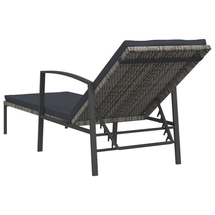 fhe - bains de soleil - chaises longues 2 pcs avec table résine tressée gris - dx0484