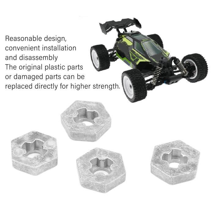 KIMISS 4 Acopladores Hexagonales RC 1/16 De Aleación De Zinc – Adaptadores De Cubo De Rueda Plateados Para Coches SCY 16101/16102/16103/16201