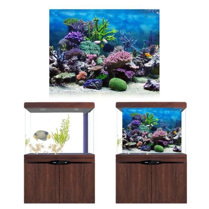 Comparer les prix de GUE Déco Artificielle - Affiche de Fond d'aquarium Corail Adhésif en PVC Papier de Décor de Toile 61x30cm GU345