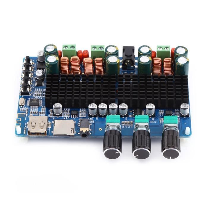 ZJCHAO Module amplificateur de puissance Carte d'amplificateur 2.1 Canaux Bluetooth USB TF Entrée 50W+50W Stéréo 100W Subwoofer