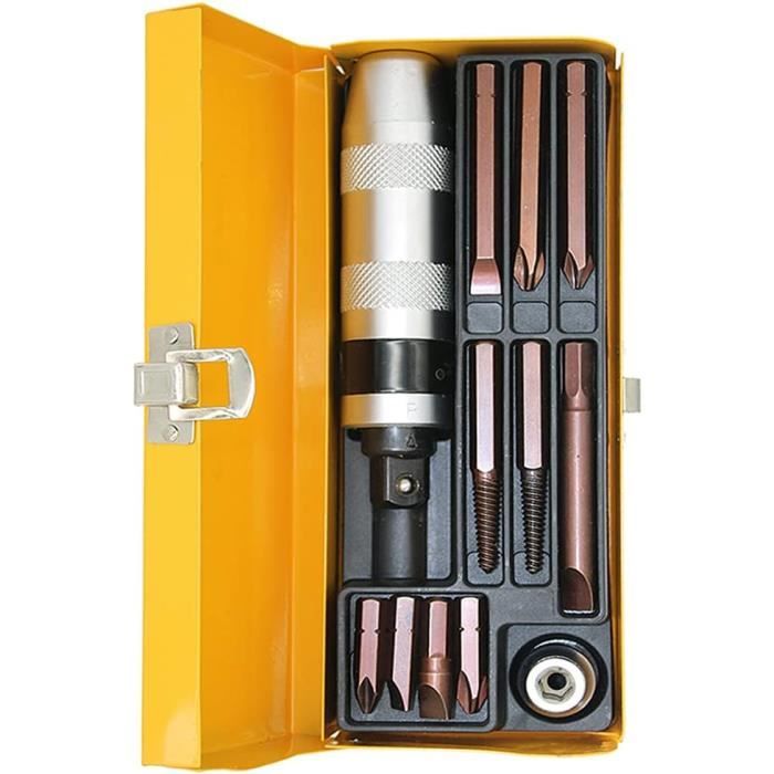 Set Cacciavite A Percussione, 12 Pezzi Kit Cacciaviti Professionali Set Giraviti Estrattore Di Viti Danneggiate Reversibile Giravite Portainserti Cacciavite Percussione Set Di Cacciaviti A Impatto - Foto 10