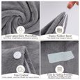 Lot de 3 serviettes de séchage en microfibre super absorbantes avec boutons pour cheveux secs (gris, rose, bleu)-1