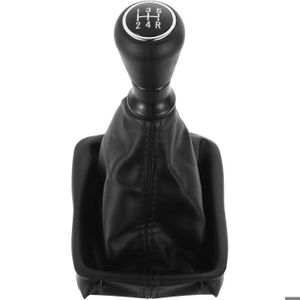 Soufflet De Levier De Vitesse En Cuir Véritable – Noir Avec Surpiqûres Rouges – Peugeot 206 Manuelle 1998-2014 – AERZETIX