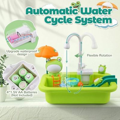 Évier De Cuisine Jouet Avec Eau Courante – Robinet Automatique, Accessoires Vaisselle Et Fruits – Cadeau Éducatif Pour Enfants Dès 3 Ans