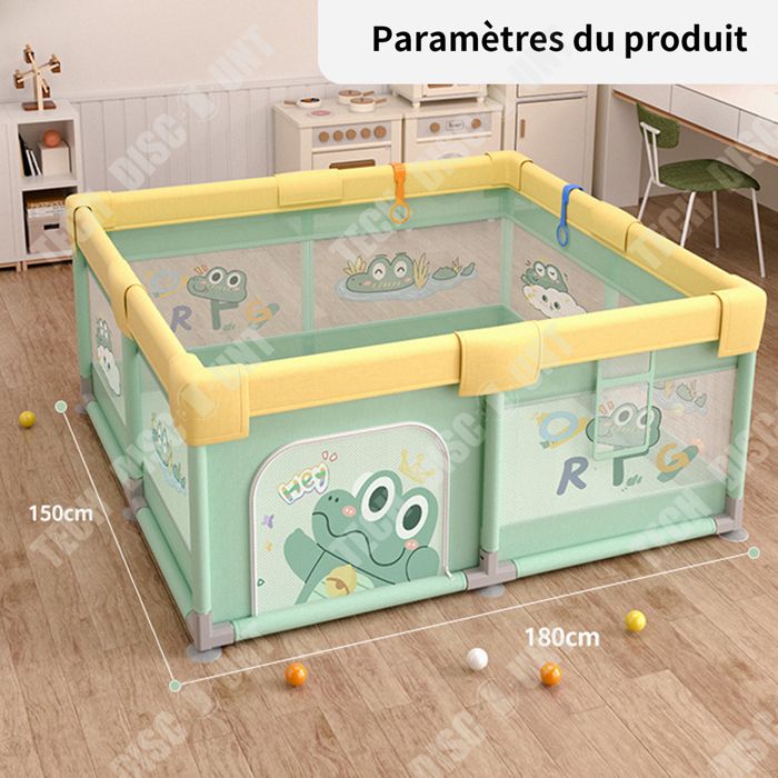 DJEDJEO Parc Bébé Pliable 125cm avec Tapis, Parc Bebe Modulable avec Fond Antidérapant et Maille Douce Respirante, Parc Enfant avec Fermeture Éclair, Centre D'activités pour Enfants de 0 à 6 Ans