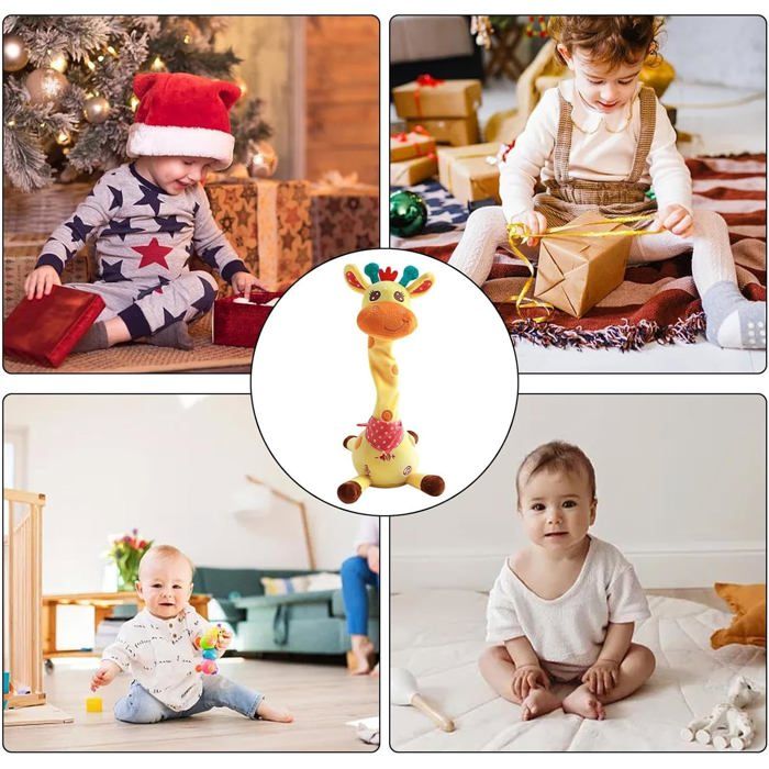 TUMAMA Danse et parle Girafe en peluche, Girafe électronique souple qui imite les torsions, jouet en peluche avec enregistrement et répétition de ce que vous dites, jouet interactif chantant pour bébé