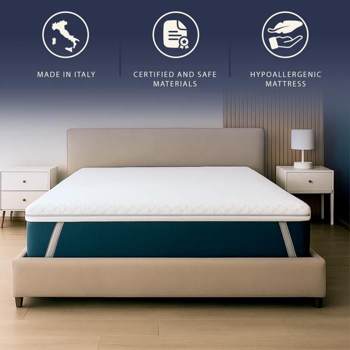 Surmatelas 120x190 Mémoire De Forme 5cm ViscoSoft - Housse Bambou Lavable Confort Moelleux