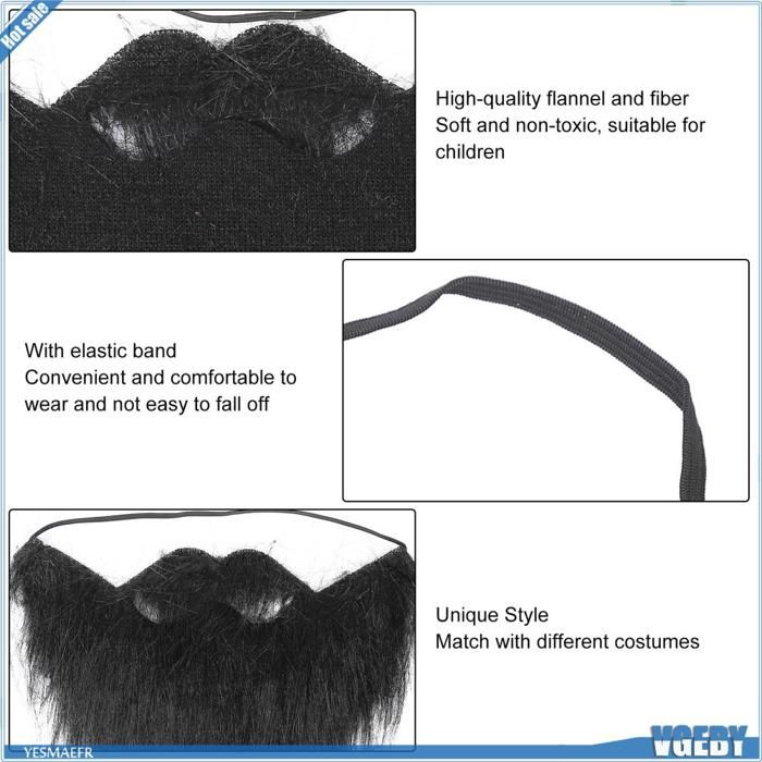 Fausse Barbe Et Sourcils Jaunes - Accessoire Déguisement Halloween, Cosplay - Autocollant Fibre Synthétique - Lot 1 Pièce