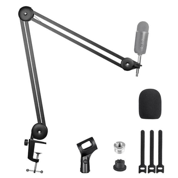blanc-Support de Microphone, bras de flèche, Suspension réglable robuste,  ressort de ciseaux, support de micr