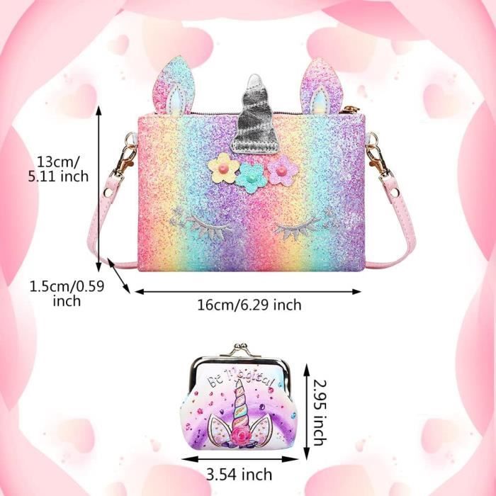 Licorne Sac A Main Avec Bijoux Enfants Fille 5Pcs Unicorn Collier 