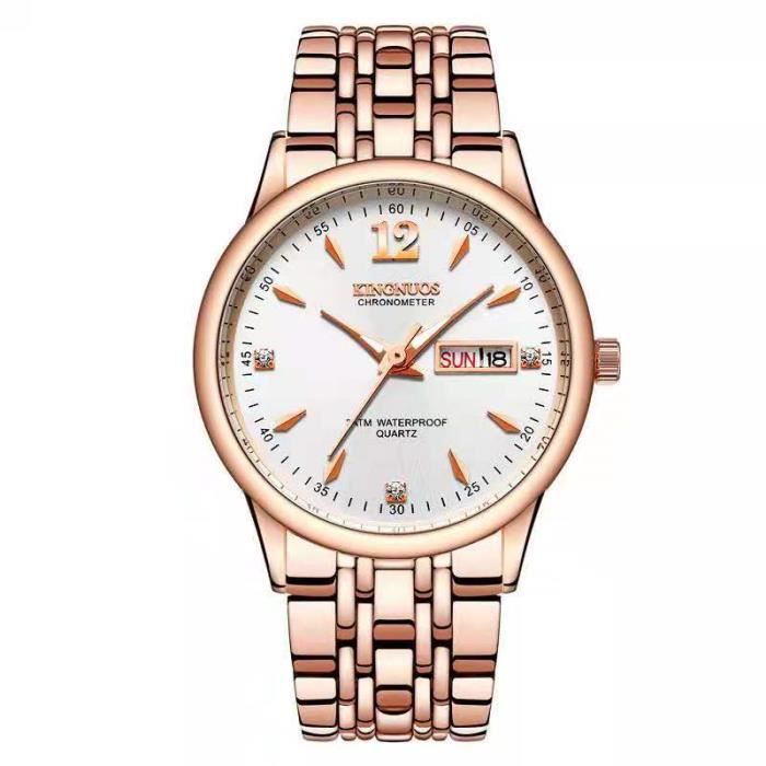 Montre Femme RMEGA Quartz Analogique Acier Or Rose Etanche