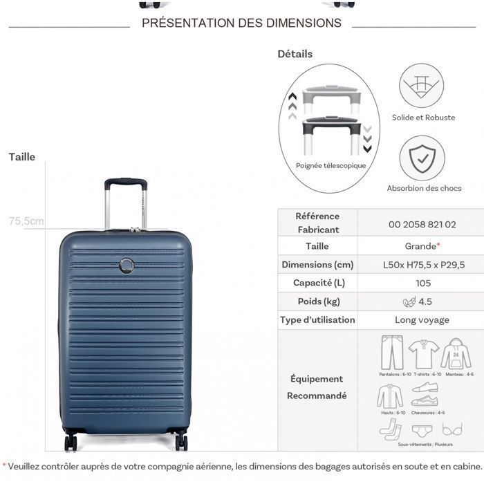 Valise DELSEY PARIS Segur 2.0 - Gris - Neuve