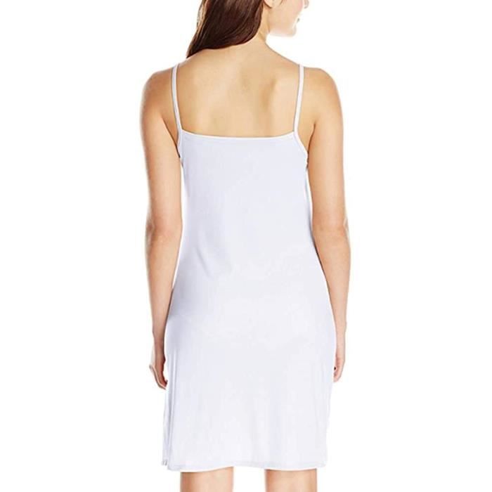 Femme Longue Coton Jupon sous Robe Bretelles Chemise de Nuit Sexy