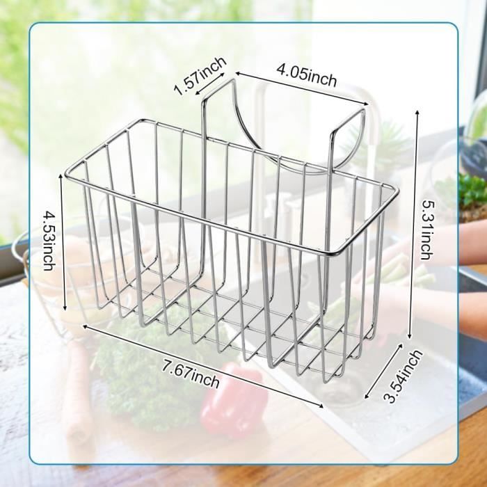 Range éponge Suspendu Cuisine Porte-Éponge Évier PAVSTINE - Acier Inox 304 - Suspendu Autocollant - Avec 2 Tapis - Gain De Place Adhésif Puissant